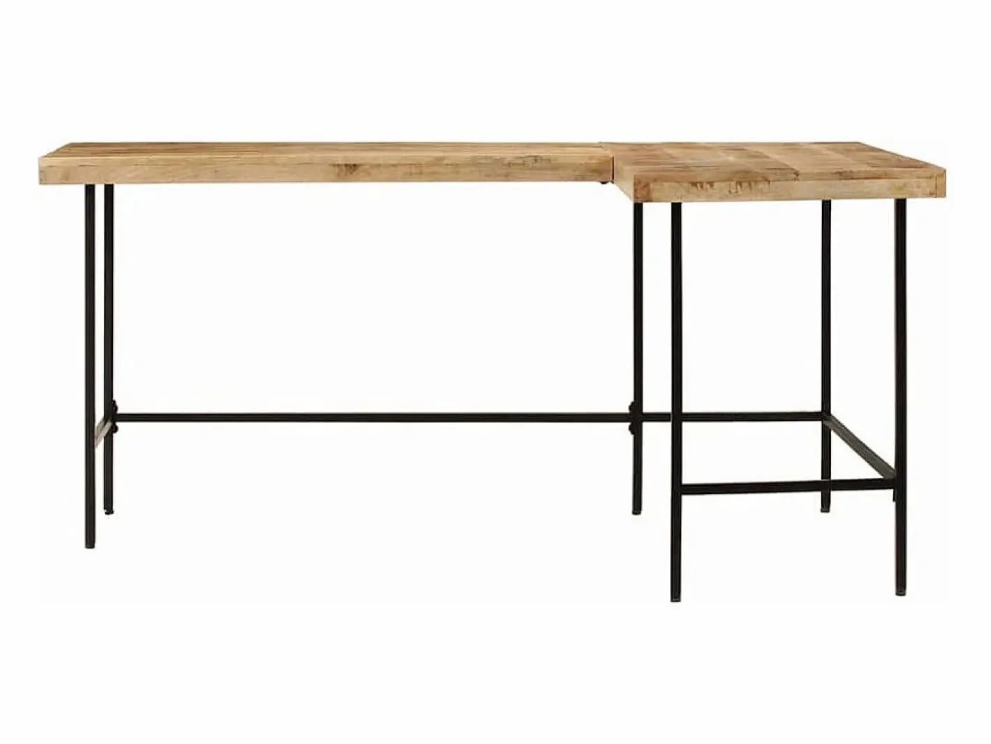 Clicnbuy Escritorio Rinconero|Escritorio madera maciza mango y hierro 165x110x77 cm