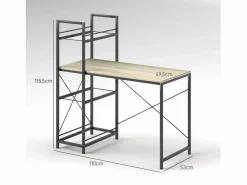 Homcom Escritorio Melón + estantería reversible natural/negro 115,5x110x53 cm Blanco Best