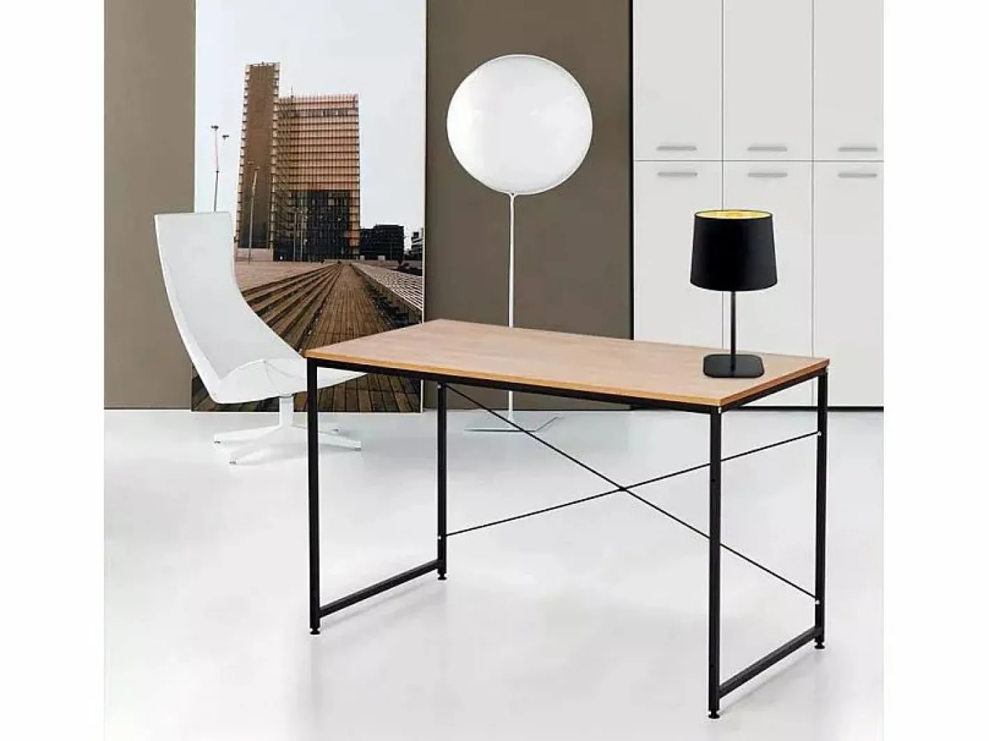 Escritorio mesa industrial 150x60 madera acero para estudio y oficina Wootop^ Hot