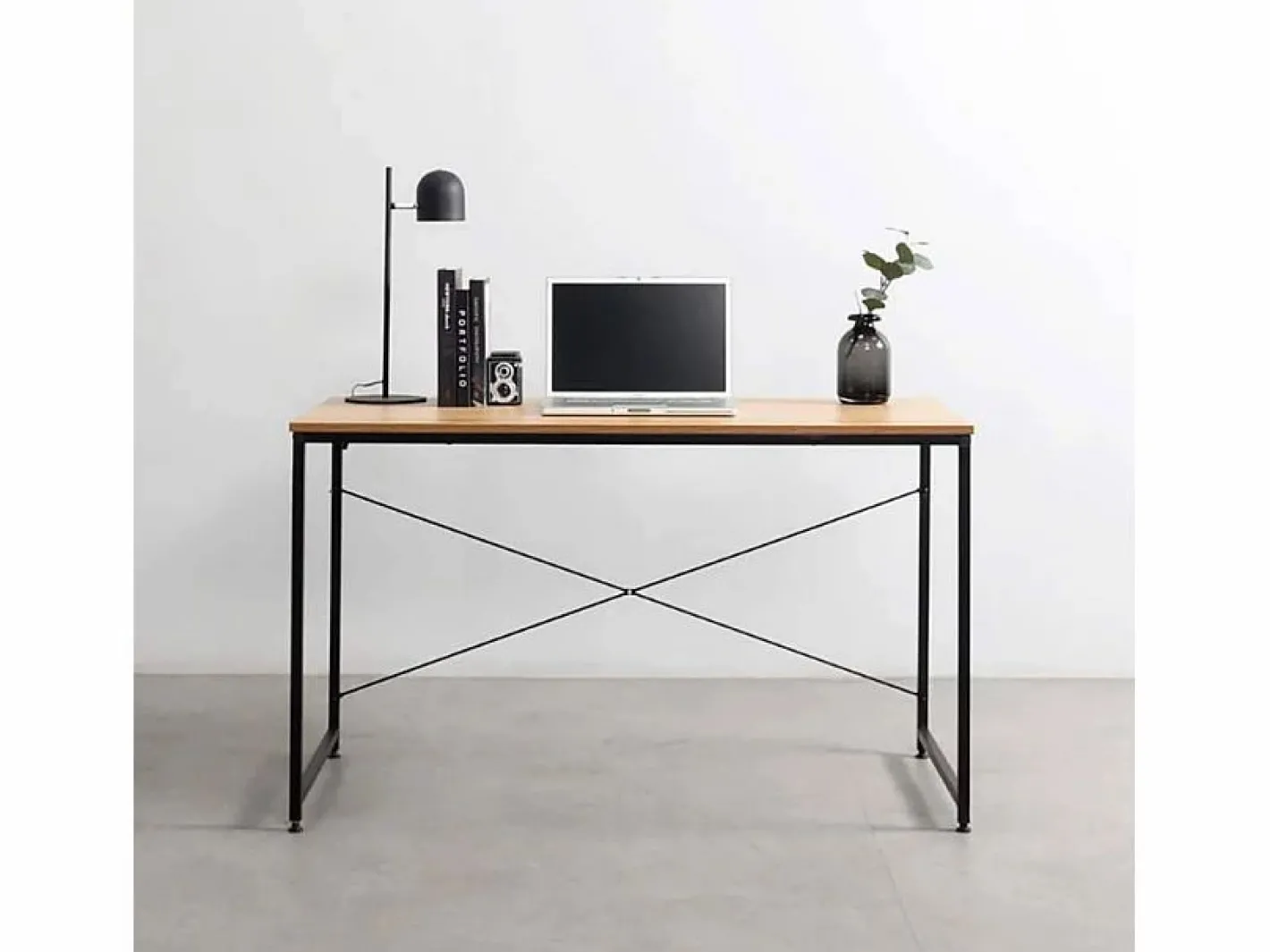 Escritorio mesa industrial 150x60 madera acero para estudio y oficina Wootop^ Hot