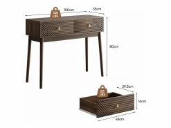 Escritorio Mid-Century, 2 cajones, MDF, nogal (100x35x80 cm)^ Hot