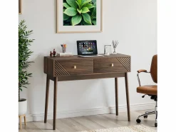 Escritorio Mid-Century, 2 cajones, MDF, nogal (100x35x80 cm)^ Hot