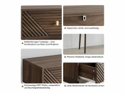 Escritorio Mid-Century, 2 cajones, MDF, nogal (100x35x80 cm)^ Hot