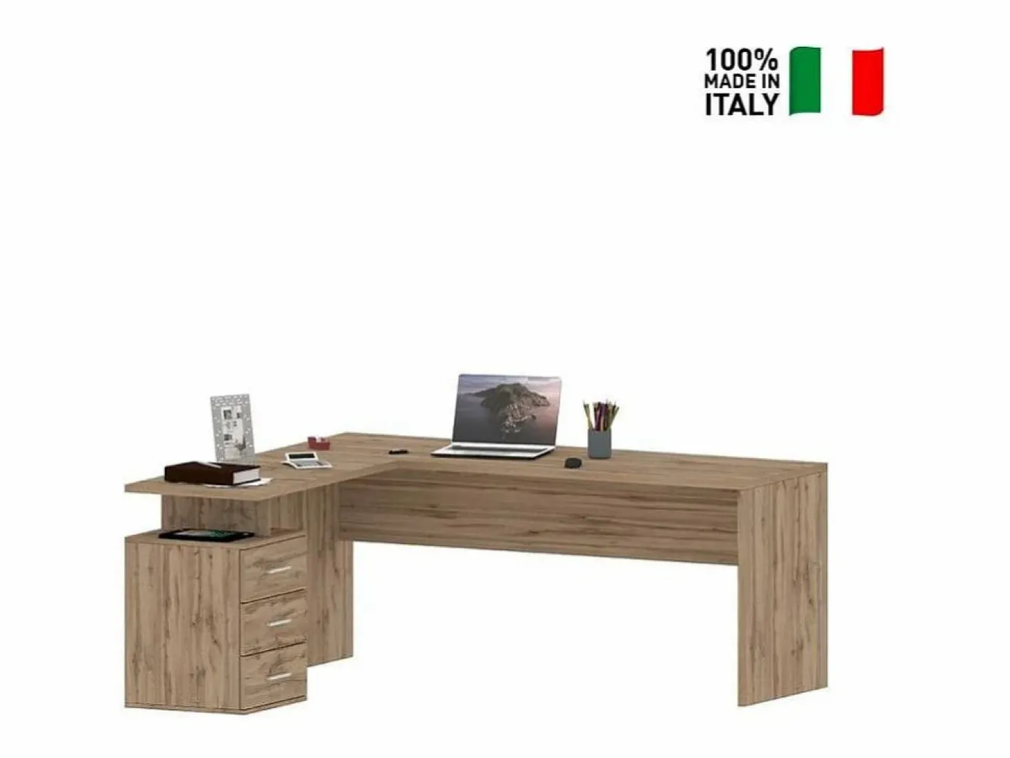 Escritorio moderno de madera 3 cajones New Selina WD^Web furniture Discount