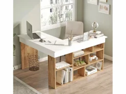 Venprodin Escritorio Moderno Estantes Tywin - - 115 Cm Pino- Blanco Color natural claro Outlet