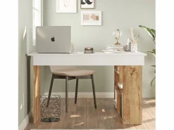 Venprodin Escritorio Moderno Estantes Tywin - - 115 Cm Pino- Blanco Color natural claro Outlet