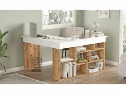 Venprodin Escritorio Moderno Estantes Tywin - - 115 Cm Pino- Blanco Color natural claro Outlet