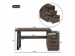 DripeX Escritorio moderno para computadora en MDF+Metal - con almacenamiento abierto y 2 cajones - Marrón - 161x54x76,3cm Marru00f3n Best