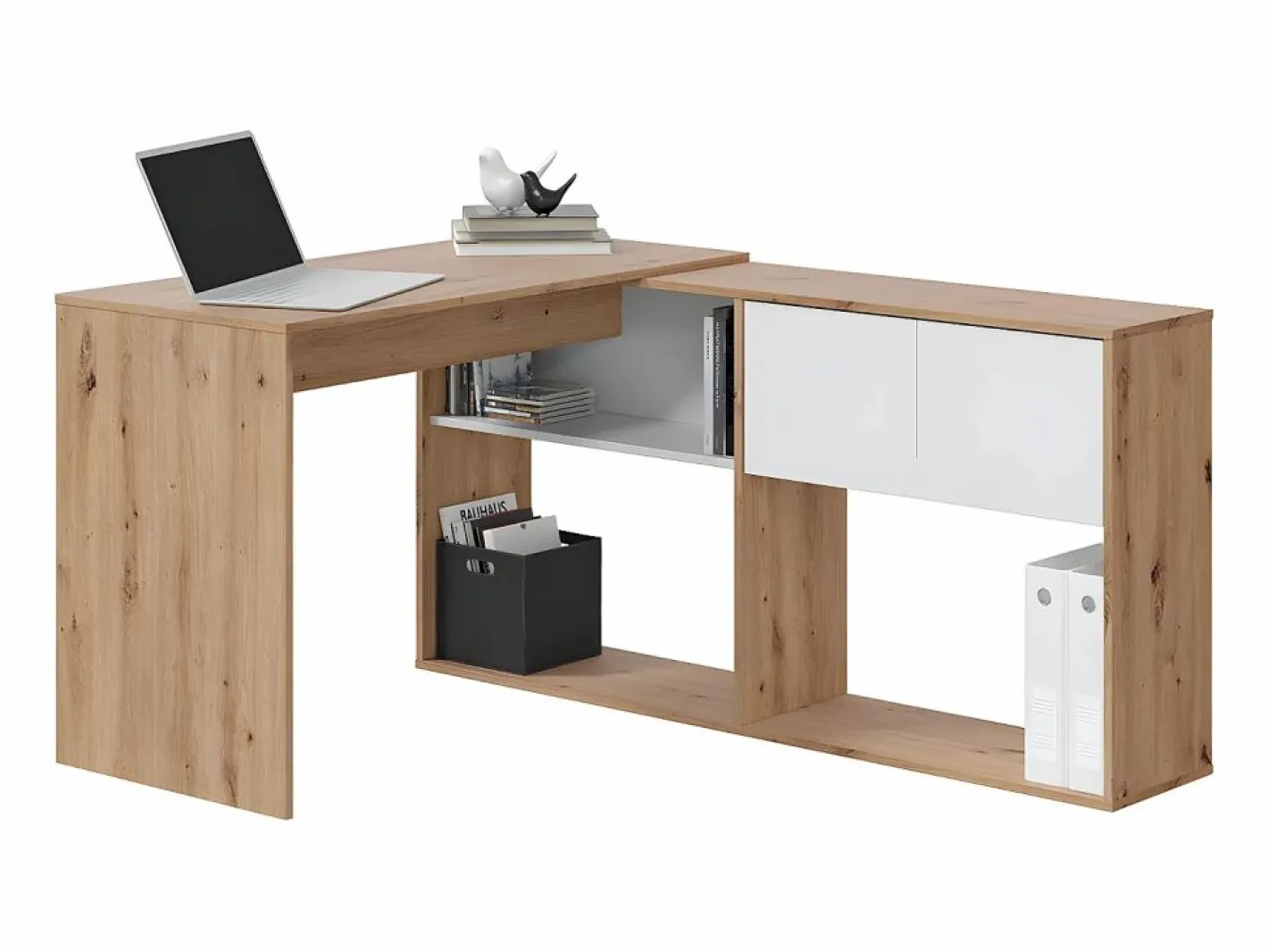 Calicosy Mesa De Ordenador|Escritorio multiposición con biblioteca - L108 cm