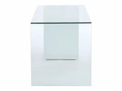 Vente-unique Escritorio Tradicional|Escritorio MURIEL - Cristal templado y MDF - Blanco