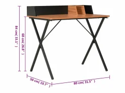 Clicnbuy Escritorio y marrón 80x50x84 cm Negro Clearance