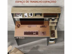 Escritorio Oslo 5 estantes con soporte negro 138x114x45 cm^Homcom Clearance