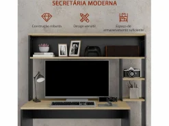 Escritorio Oslo 5 estantes con soporte negro 138x114x45 cm^Homcom Clearance