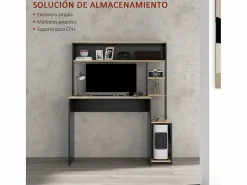 Escritorio Oslo 5 estantes con soporte negro 138x114x45 cm^Homcom Clearance