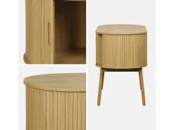 Escritorio ovalado efecto madera con dos espacios de almacenamiento, l^Sweeek New