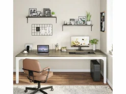 Tribesigns Mesa De Ordenador|Escritorio para computadora, escritorio para computadora portátil, mesa de estudio, mesa portátil para computadora, escritorio doble largo para dormitorio, oficina en casa, 200 x 70 x 75 cm, roble
