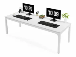 Tribesigns Escritorio para computadora, 200 x 70 x 75 cm, escritorio para estudiantes y trabajadores, escritorio doble, mesa larga para computadora, escritorio para estudio, oficina, color Blanco New