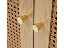 DripeX Mesa De Ordenador|Escritorio para computadora extensible - con 3 cajones y 2 puertas de ratán - función giratoria - MDF - 126x40x75cm