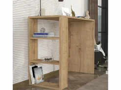 Escritorio para oficina o despacho con 3 estantes, 90x40x74 cm, moderno de madera Netenya^ Clearance