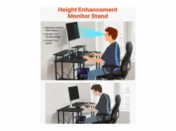 Escritorio para Ordenador SucceBuy 120x50x86,5 cm con Iluminación LED Inteligente y Tomas de Corriente, Mesa de Oficina para Computadora con Soporte para Monitor Negro Best