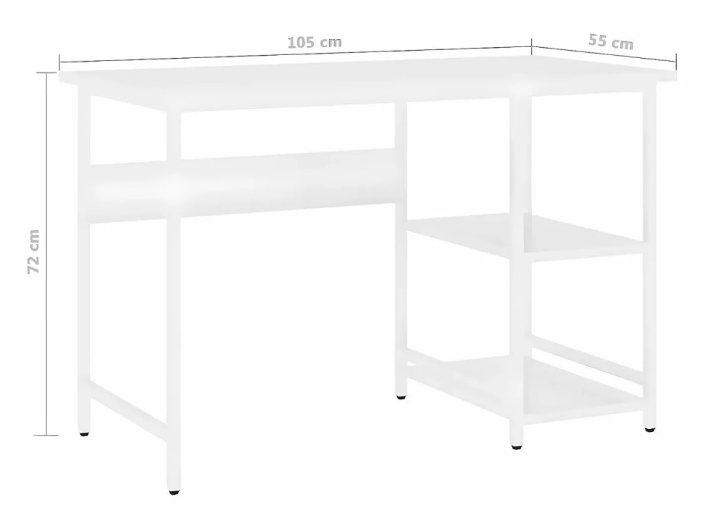 Clicnbuy Escritorio para ordenador de MDF y metal 105x55x72 cm Blanco New