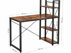 Escritorio para ordenador "Saly" - 120 x 60 x 120 cm - Marrón rústico / negro^Habitat et jardin Best
