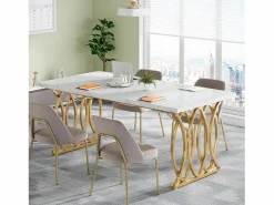 Tribesigns Mesa De Ordenador|Escritorio para ordenador, Mesa de escritorio informática de 160 cm Mesa de estudio moderna para PC Mesa de trabajo Mesa de comedor con patas doradas