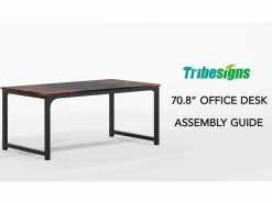 Escritorio para portátil, mesa, mesa de estudio para teletrabajo, puesto de trabajo para oficina, dormitorio, fácil montaje ( vintage/negro, 180 x 80 x 75 cm)^Tribesigns Best