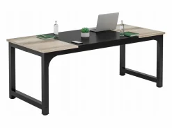 Escritorio para portátil, mesa, mesa de estudio para teletrabajo, puesto de trabajo para oficina, dormitorio, fácil montaje ( vintage/negro, 180 x 80 x 75 cm)^Tribesigns Best