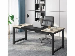 Escritorio para portátil, mesa, mesa de estudio para teletrabajo, puesto de trabajo para oficina, dormitorio, fácil montaje ( vintage/negro, 180 x 80 x 75 cm)^Tribesigns Best