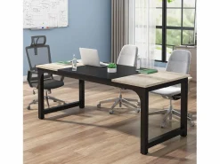 Escritorio para portátil, mesa, mesa de estudio para teletrabajo, puesto de trabajo para oficina, dormitorio, fácil montaje ( vintage/negro, 180 x 80 x 75 cm)^Tribesigns Best