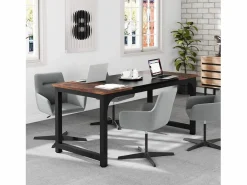 Tribesigns Escritorio para portátil, mesa, escritorio de estudio para oficina en casa, estación de trabajo para oficina, dormitorio, fácil de montar, 160 x 80 x 75 cm (marrón rústico + negro) Marru00f3n New