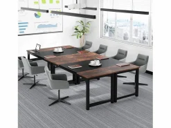 Tribesigns Escritorio para portátil, mesa, escritorio de estudio para oficina en casa, estación de trabajo para oficina, dormitorio, fácil de montar, 160 x 80 x 75 cm (marrón rústico + negro) Marru00f3n New