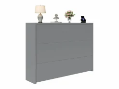 ModernLuxe Escritorio plegable 115×27×93 cm - con función de carga inalámbrica - con estantes y ruedas - Acabado de alto brillo - ​​​ Gris Clearance