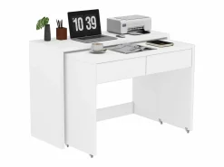 Merax Escritorio Rinconero|Escritorio plegable 2 en 1 - 110 x 40 x 78 cm - Estante de escritorio + Cómoda de 2 cajones - aglomerado -