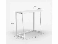 Escritorio Secreter|Escritorio plegable compacto blanco y de madera 80x45x75 Wolly W