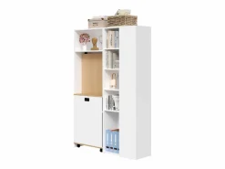 Merax Escritorio Rinconero|Escritorio plegable con estantes + USB - 104 x 30,5 x 160 cm - Librería y escritorio 2 en 1 - MDF -