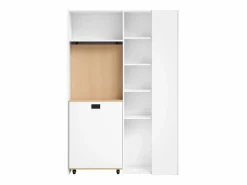 Merax Escritorio Rinconero|Escritorio plegable con estantes + USB - 104 x 30,5 x 160 cm - Librería y escritorio 2 en 1 - MDF -