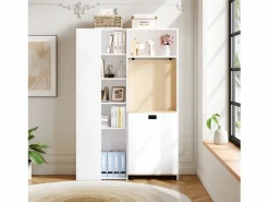 ModernLuxe Escritorio Rinconero|Escritorio plegable con estantes integrados - Librería + escritorio - Toma eléctrica y puerto USB - Estantes ajustables -
