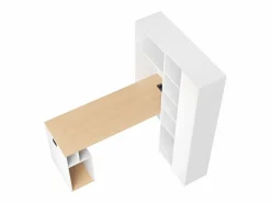 Hauss Spole Escritorio plegable con toma de corriente y estante, estantería y escritorio dos en uno Blanco Outlet