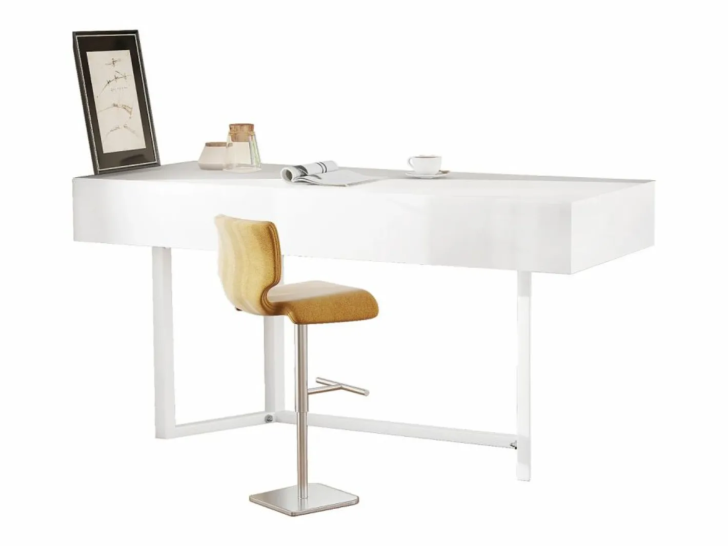 Escritorio plegable multifunción con enchufe europeo - MDF, negro y roble, con espacio de almacenamiento (120x50x76 cm) Blanco Outlet