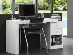 Vente-unique Escritorio rinconera amovible 2 cajones y 2 puertas color . EVAN Blanco Clearance