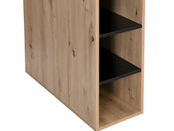 Vente-unique Escritorio Rinconero|Escritorio Tradicional|Escritorio rinconera con compartimentos de MDF natural y negro - ROMIARA