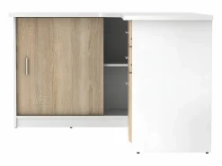 Vente-unique Escritorio rinconera NORWY 2 puertas y cajones Blanco,roble Color natural claro / Blanco Online