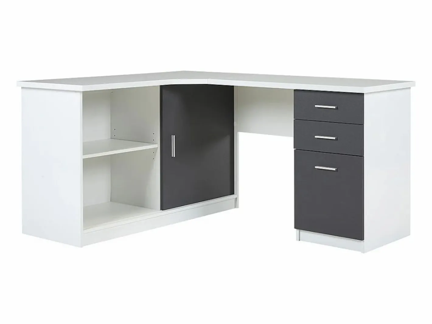 Escritorio rinconero NORWY 2 puertas 2 cajones Blanco/Gris^Vente-unique Clearance