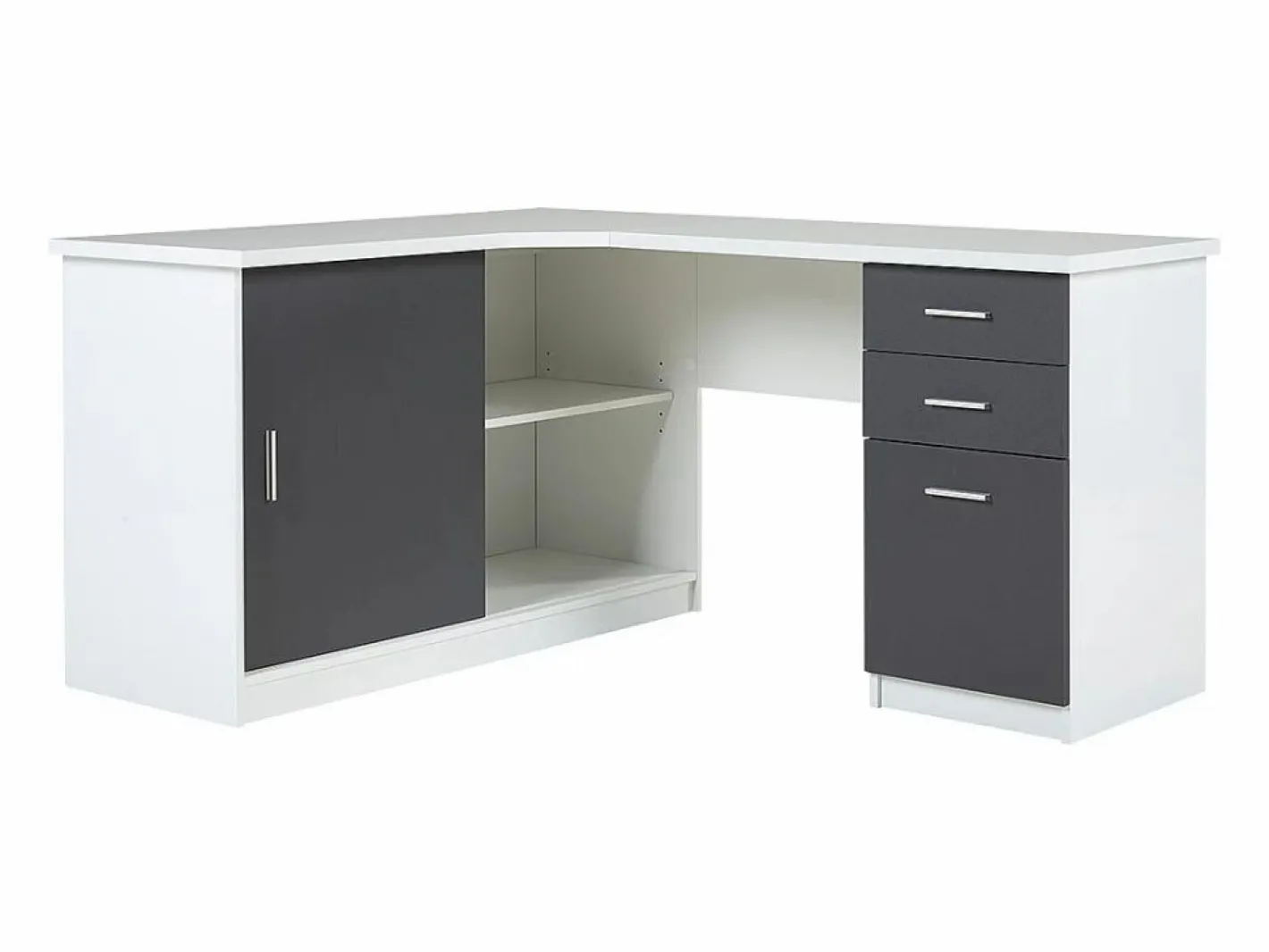 Escritorio rinconero NORWY 2 puertas 2 cajones Blanco/Gris^Vente-unique Clearance