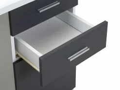 Escritorio rinconero NORWY 2 puertas 2 cajones Blanco/Gris^Vente-unique Clearance