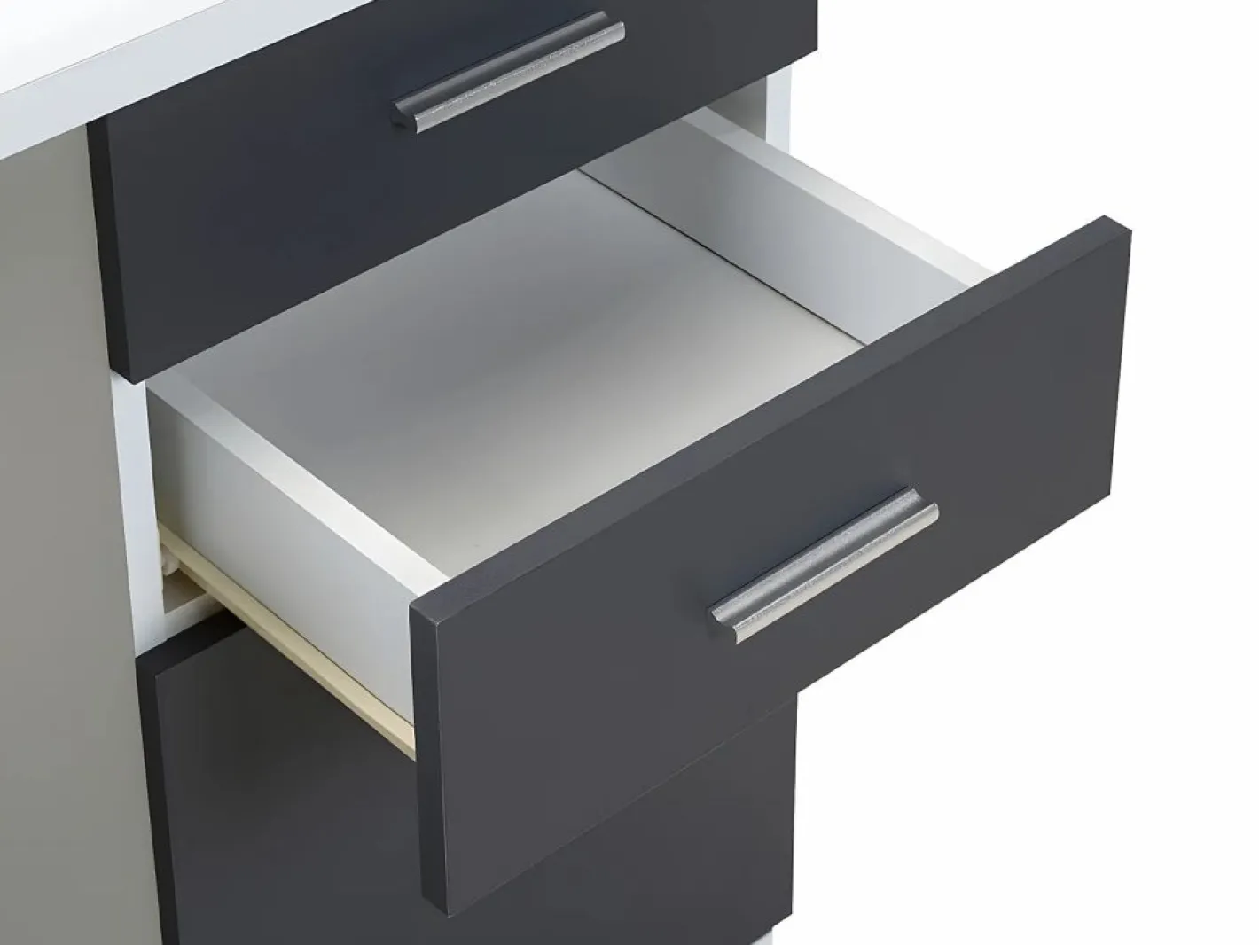 Escritorio rinconero NORWY 2 puertas 2 cajones Blanco/Gris^Vente-unique Clearance