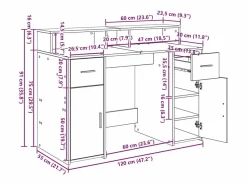 vidaxl Escritorio Secreter|Escritorio Roble 120 x 55 x 91 cm Madera contrachapada