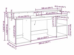 vidaxl Escritorio Secreter|Escritorio Roble 200 x 55 x 91 cm Madera contrachapada